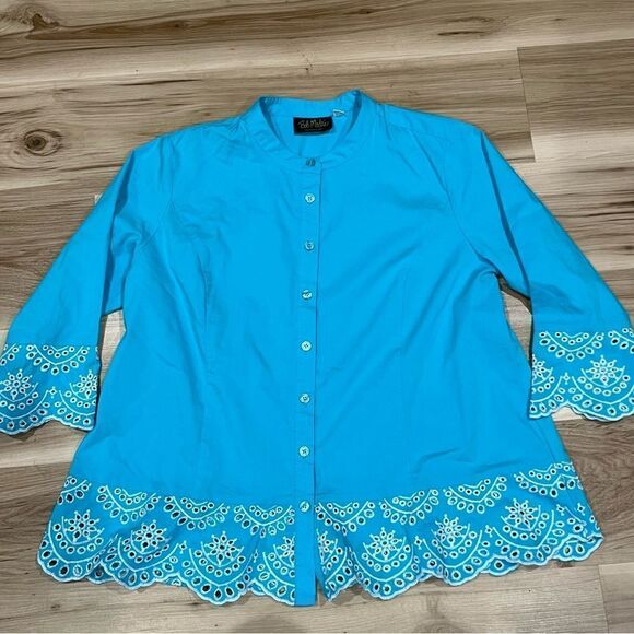 Bob Mackie Wearable Art Eyelet Top Women’s Medium - Picture 1 of 3